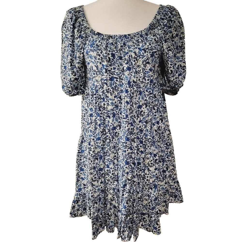 Wild Fable Floral Patern Puff Sleeve On Off Shoulder Mini Badydoll Size S Women